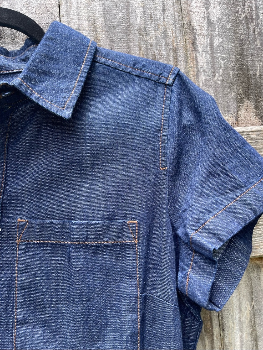 J. Crew Dark Blue Denim Button-Front Dress with Contrast Stitching NWT - Picture 5 of 11